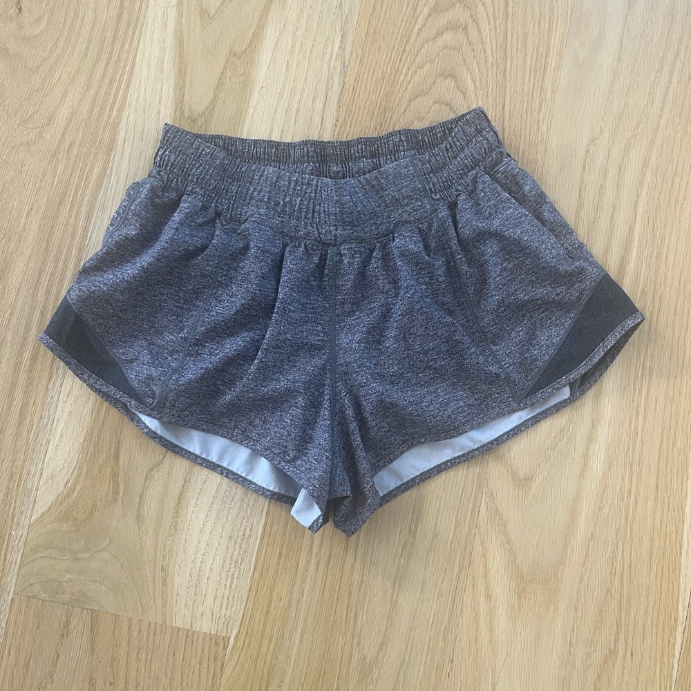 Lululemon 2.5” rise, Heather grey, Hotty Hot Short.  Gently worn.  Size 6.